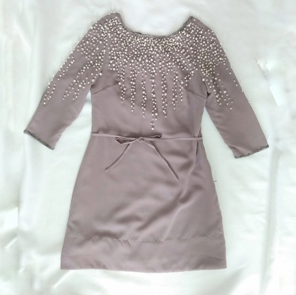 Awear Beaded chiffon short dress EUC